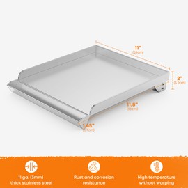 Stanbroil Stainless Steel Flat Top Griddle for Gas Grill Side Burner, Universal Stove Top Griddle for Most Gas Grill Side Burner, 11 in. x 13 in.