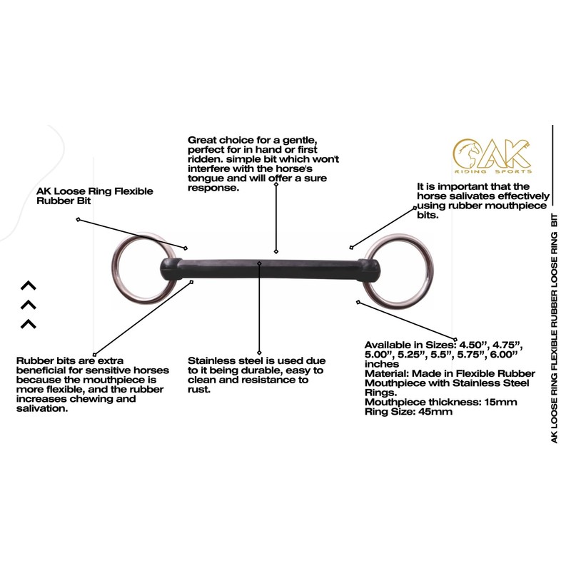 AK Loose Ring Flexible Rubber Mullen Mouth Loose Ring Snaffle
