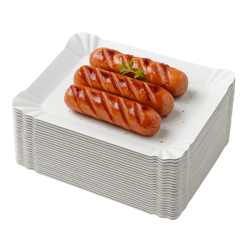 Paper Plates 14 x 20 cm Pack of 50 Rectangular