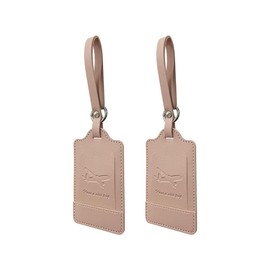 2 Pack Initial Luggage Tag PU Leather Travel Luggage Tags，Cute Embroidered Luggage Tags for Suitcase Travel Gifts Baggage Bag Accessories（Pink）