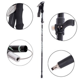 ThreeH Pack of 2 Hiking Poles Trekking Poles Foldable Hiking Poles for Men Women Lightweight Folding Climbing Poles for Backpacking Camping Black