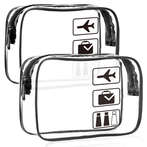 Woobroo Clear Travel Toiletries Bag, 2 Pack TSA Approved Toiletry