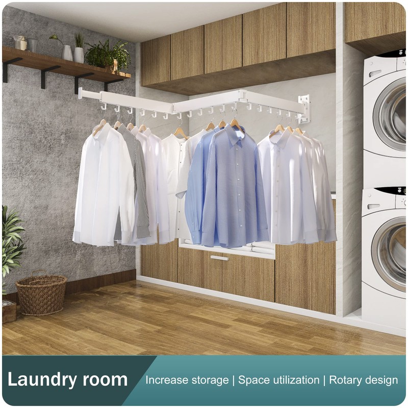 LIENAHU Wall Mounted Clothes Drying Rack, Collapsible, Folding, Retractable -