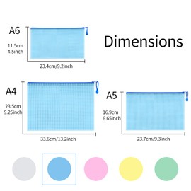 Toplive Zipper Pouch Document Bag Zipper File Bag Document Pouch File Case Translucent Waterproof Oil Resistant Sturdy PVC Magazine Coin Cosmetic Storage Holder Stationery Office Supplies 5 Colors 15
