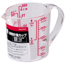 Pearl Metal ENJOY KITCHEN C-4741 Large Scale Heat Resistant Measuring Cup, 6.8 fl oz (200 ml)