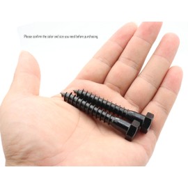 LBY 8pcs 3/8" x 2-1/2" Lag Screws, Hex Head Lag Screws Bolts, Wood Screws, 304 Stainless Steel, (Black)