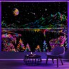 Simpkeely Blacklight Mountain Tapestry, Galaxy Meteor Aesthetic UV Reactive Tapestries,