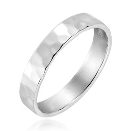 AeraVida Sterling Silver Hammer Textured Band Ring | 4mm Wide Comfort Fit Ring | Handcrafted Ring for Women and Men | Ring (8)
