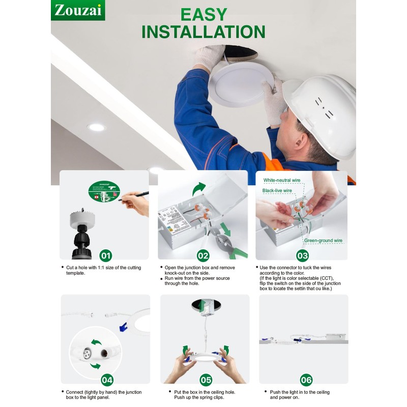 zouzai 12 Pack 4 Inch Ultra-Thin LED Recessed Ceiling Light