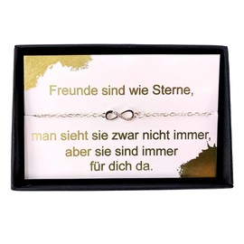 NataschaWoge® Gift Subtle Minimalist Infinity Stainless Steel Girlfriend Stars Bracelet Friendship Jewellery Birthday Bracelet Gift Idea, Stainless Steel