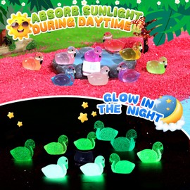 DWWPOO 168 Pcs Mini Resin Animals Tiny Resin Animals Mini Ducks Miniature Little Small Figurines Glow in The Dark for Dollhouse Fairy Garden Accessories DIY Hide Crafts Potted Plant Aquarium Decor