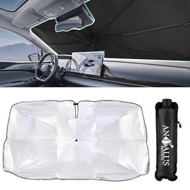 Andalus 2025 Windshield Sun Shade Umbrella, Foldable Car Umbrella Sunshade with UV Block Car Front Window (Heat Insulation Protection) for Auto Windshield Covers Trucks Cars (Medium, 56x31 inch)