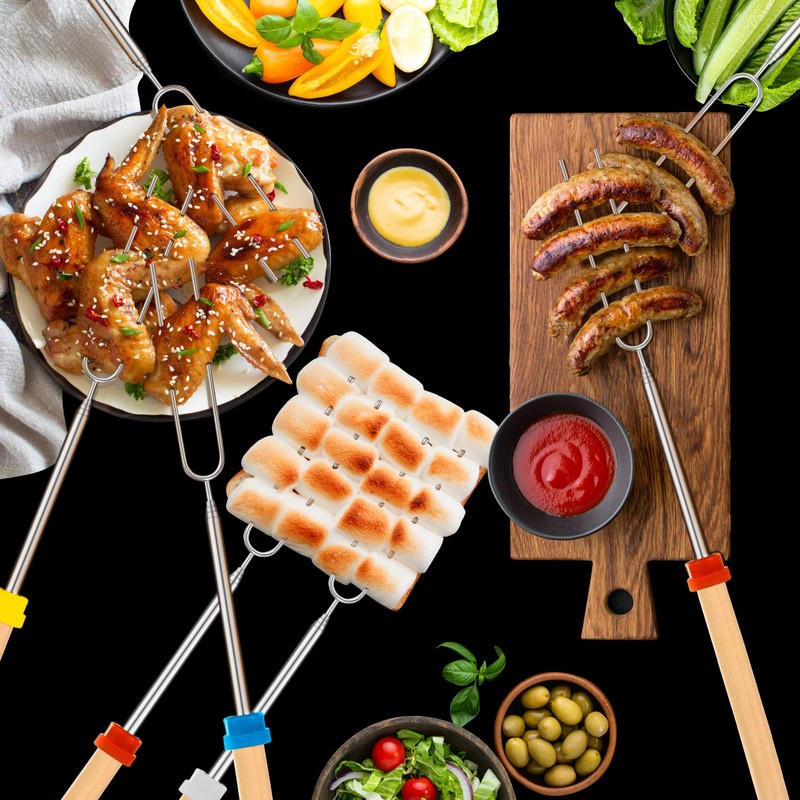Marshmallow Roasting Sticks, Telescoping Smores Sticks for Open Fire Pit,