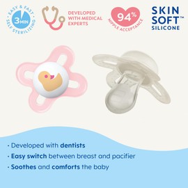 MAM MAM Original Start Matte Newborn Baby Pacifier, Best Pacifier for Breastfed Babies, Girl, 0-3 Months (Pack of 4)