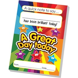 SuperStickers Reward Praise A6 Note Pad for Teachers - 'A Great Day Today'. 60 sheets