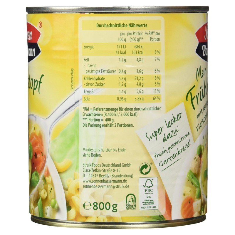 Sonnen Bassermann Spring Pot with Delicious Meat Dumplings, 800 g