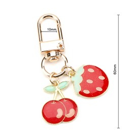 OBEISN Cute Keyring "Little Strawberry", Trendy Pendant with Cute Cherry for Bags and Keys, Ideal as a Gift for Birthdays and Small Gifts for Women, Girlfriend, silver, S