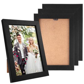 Jinsion 4x6 Photo Frames, 4 Pack Black Picture Frames Tabletop and Wall Mounting, Wooden Photo Frame with Acrylic Glass, Hanging and Standing Small Picture Frame for Wall or Desk Display