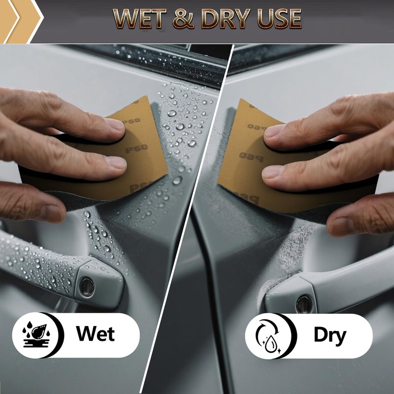 Premium 120 Grit Wet Dry Sandpaper Sheets 9"x11" - 12