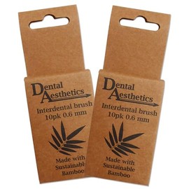 Bamboo Interdental Brushes 2 Packs ~ 10 Brushes Per Pack (Brown, 0.6 + 0.6)