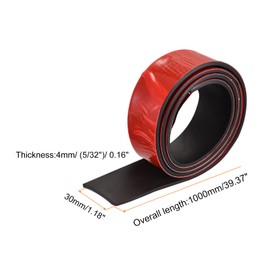 uxcell Adhesive Rubber Sheet Rolls 5/32" T x 1.18" W x 39.37" L, Neoprene Back Solid Rubber Strips for DIY Gasket, Sealing Padding, Reduce Vibration Mat