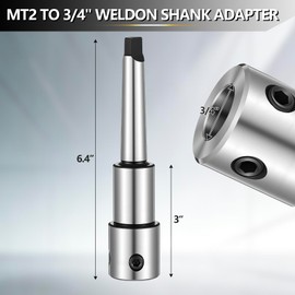 Lanties Annular Cutter Arbor Adapter, Morse Taper MT2 to 3/4" Weldon Shank for Drill Press & Milling Machine, Chrome Steel, High Precision CNC Machined, with Set Screws & Pilot Pin