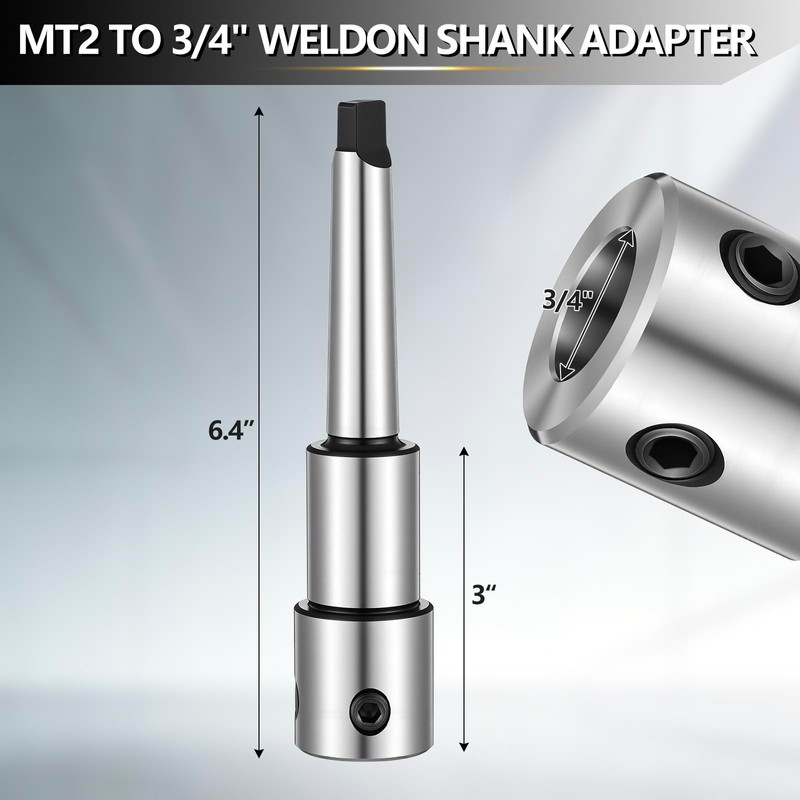 Lanties Annular Cutter Arbor Adapter, Morse Taper MT2 to 3/4"