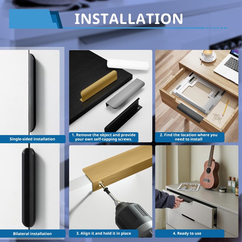 BangBoom 5 Pack 4.7" Length Flat Edge Finger Pulls for