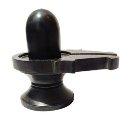 athizay Stone Shivling Statue Made in Banaras | Office Puja Room Religious god Idol Shiva Lingam (Black 9.5 cm)