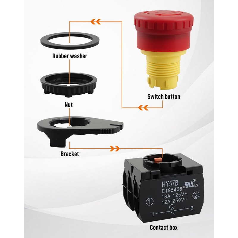 HY57B Industrial Emergency Stop Switch Push Button Switch Fit for