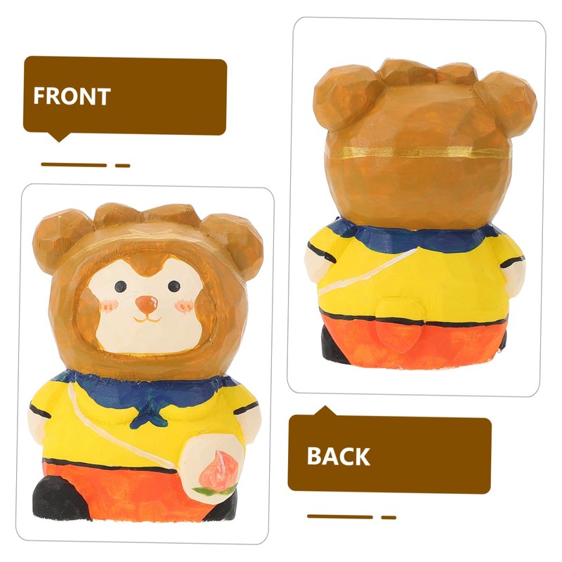 Tofficu Unique Monkey Figurine Wooden Decor Ornament for Monkey Decor