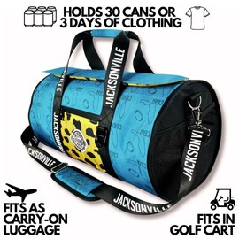 Varsity Cooler Jacksonville Travel Party Duffel & Cooler–30 Can Leakproof Insulated Tote Bag, Waterproof Soft compartment for Tailgating, Golf, Beach, Carry-On Luggage & Outdoor Sports