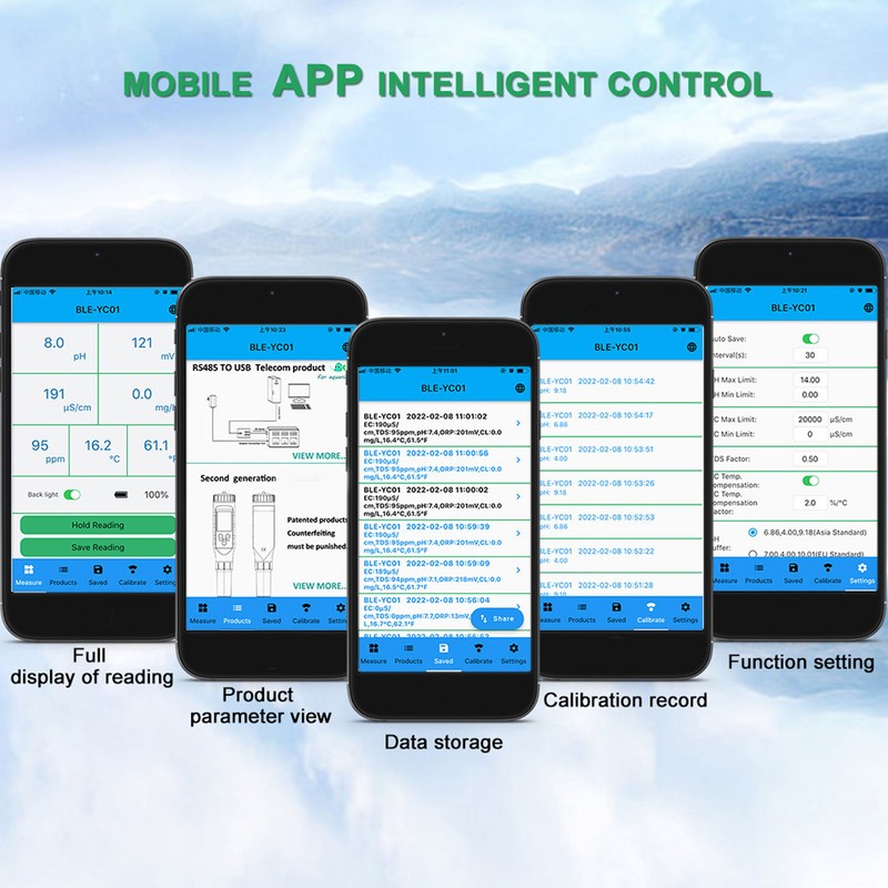 6 in 1 Bluetooth Water Quality Tester PH ORP EC
