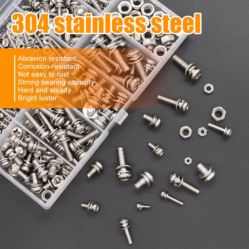 weideer 500Pcs Nut and Bolt Assortment Kit,M2 M2.5 M3 M4