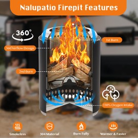 Small Tabletop Firepit, 7.0" Portable Mini Fire Stove, Smokeless Fire Pit Tabletop Indoor, Mini Solo Firepit for Camping, Outdoor, 2.09 Ibs, Stainless Steel