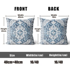 XPHZZL Cushion Covers 40 x 40 cm Set of 2 Soft Decorative Square Throw Pillow Case Boho Pillowcases for Sofa Bedroom Outdoor Home Office Car Decor with Invisible Zipper - Blue/Multi