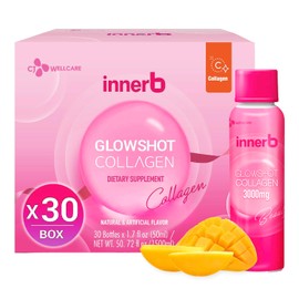 CJwellcare Innerb Glowshot Collagen (50.7 fl oz, 30 Servings) - Marine Liquid Collagen for Women, 3,000mg Collagen Peptides, Collagen Shots for High Absorption, Hair, Skin & Nails Supplement