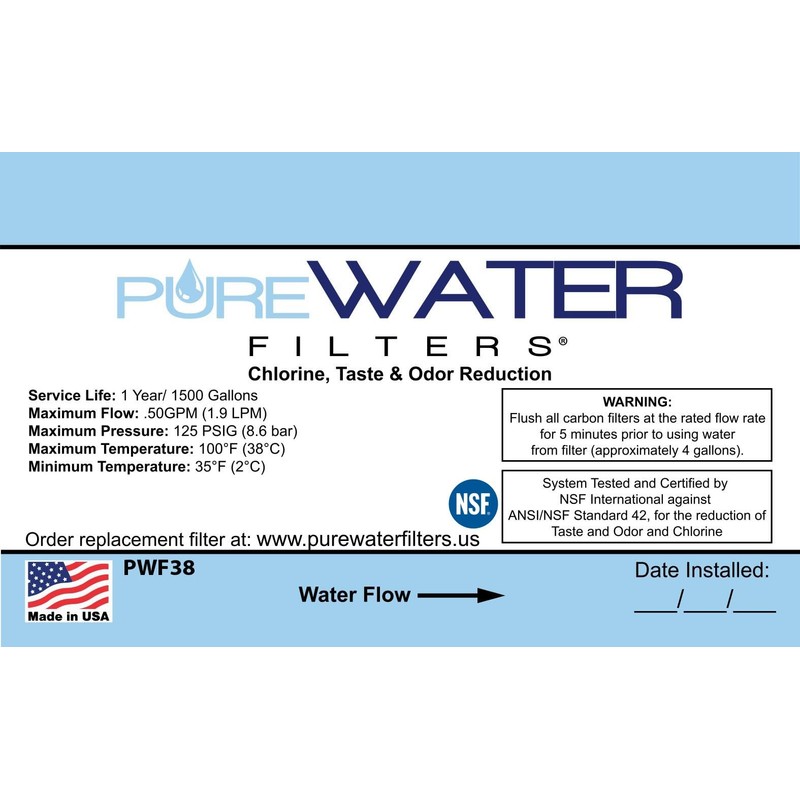 PureWater Filters Under Sink Water Filtration Kit, Made in USA,