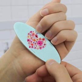 Flower Heart Love Double-Sided Oval Nail File Emery Board Set 4 Pack