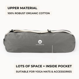 Lotuscrafts Yoga Mat Bag PUNE - Fair & Ecological - Yoga Bag Made of 100% Organic Cotton - Yoga Bag for Yoga Mat - Yoga Mat Cover - Yoga Mat Carrier Bag - Yoga Equipment Bag - GOTS Certified