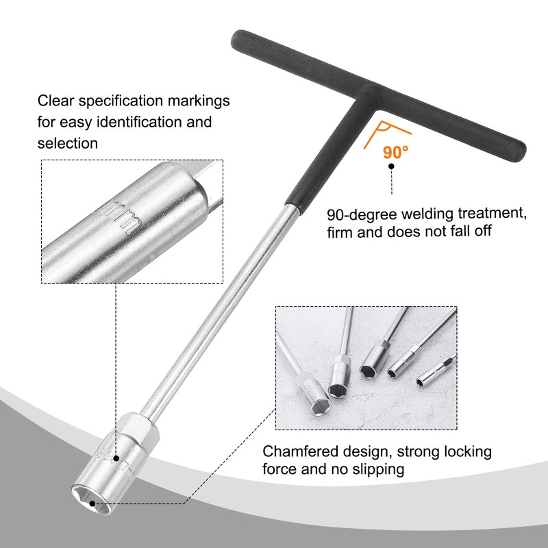 HARFINGTON T-Handle Metric Socket Wrench 17mm CR-V 6-Point Hex Hexagon