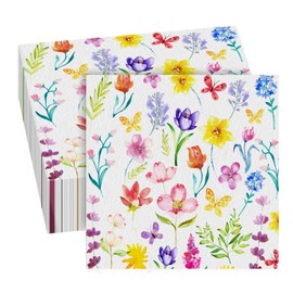 GROVBLE Napkins Flowers, Pack of 40, Napkins Spring Summer Tulip, Ideal for Wedding, Party, Table Decoration, Birthday, Reunion, Disposable Napkins, Girls' Napkins, 33 x 33 cm