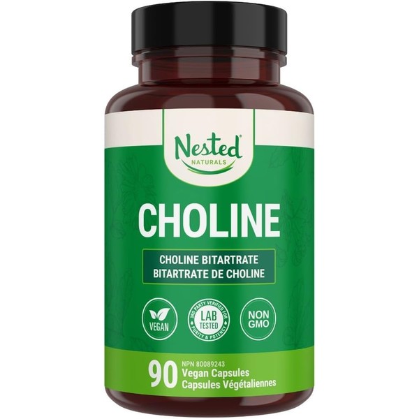 Nested Naturals Choline Bitartrate 500mg Per 2 Capsules | High