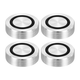 uxcell M8 Thread 35mm / 1.4" Dia 10mm Thick Aluminum Circle Disc Glass Top Adapter 4pcs Round Solid Table Feet Pad Plate Hardware with Anti-Slip Rubber Ring