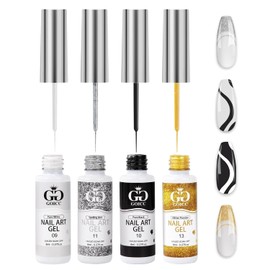 Gel Liner Nail Polish Pen Colours Nail Polish, Nail Design, Colour Gel for Gel Nails, Built-in Thin Nail Art Brush, UV Gel Starter Set, Painting Gel Polish Set for Drawing Lines (4 Pieces)