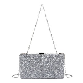 Freiesoldaten Women's Sparkle Evening Handbag Two Sides Sparkling Clutch Bag for Wedding Prom Cocktail Party, silver, Coupling