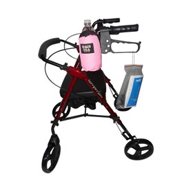 Beverage Holder for Rollator,Walker,Fully Padded Holds 16 fl oz Bottle or 12 oz Can Made in USA. (Pink)