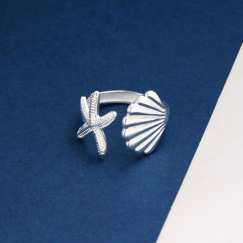 TACBSP Shell Starfish Ring for Women Opening Seashell Ring Adjustable