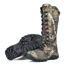 R RUNFUN Men's Waterproof Hunting Boots 16" Side-Zip Snakeproof Boots with Steel Shank, Non-slip Camo Boot for Outdoor Work(RF2010-16GN, Size11.5)