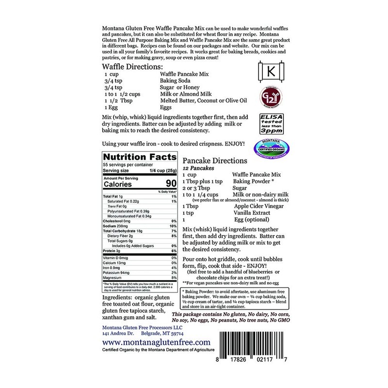 2 3lb bags Montana Gluten Free Organic Oat Bran